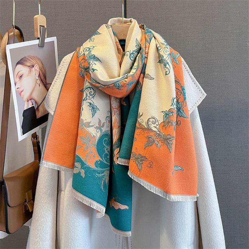 Fashion Luxury Thicken Warm Winter Women Scarf Imitation Cashmere Shawl Pashmina Scarves Female Wrap Blanket Ladies Poncho