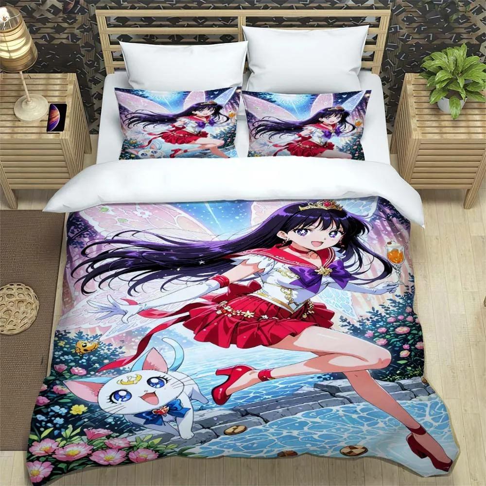 New Kawaii Sailor Moon Duvet Cover Pillowcase Bedding Set Adult Boy Bedroom Decoration Children Gift Single Double Large Size