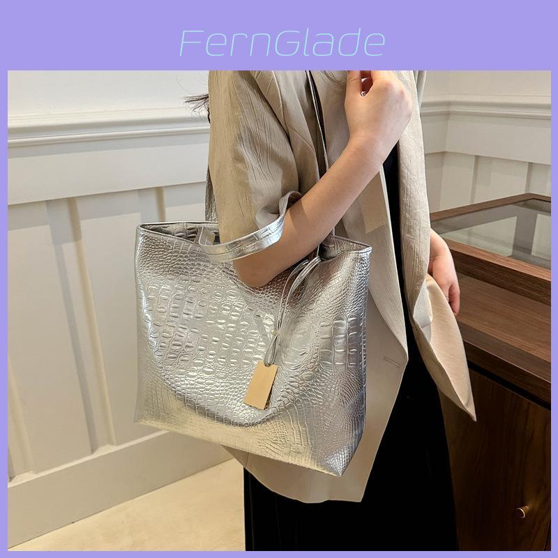 Stylish Large Capacity Solid Color Tote Bag Fashionable Korean Shoulder Bag For Women