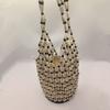 2025 New Design Summer Handmade Lady Wooden Bead Woven Tote Bag Hollow-out Shoulder Bag Travel Beach Underarm Bucket Bag Handbag