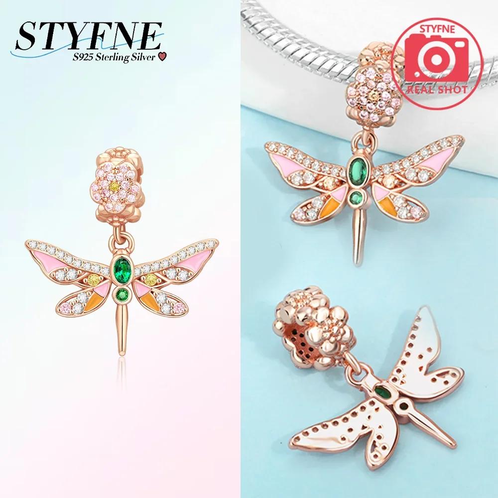Blue Colored Dragonfly Rose Gold Bird Phoenix 925 Silver Bead Fit Bracelet Women Gift Diy Accessory Party Jewelry