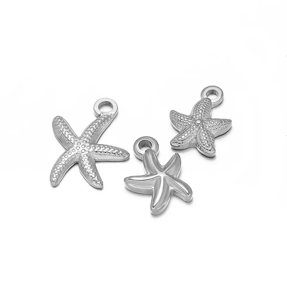 5pcs Gold Starfish Shell Charms for DIY Jewelry Accessories Stainless Steel Necklace Pendant Bracelets Findings Earrings Making