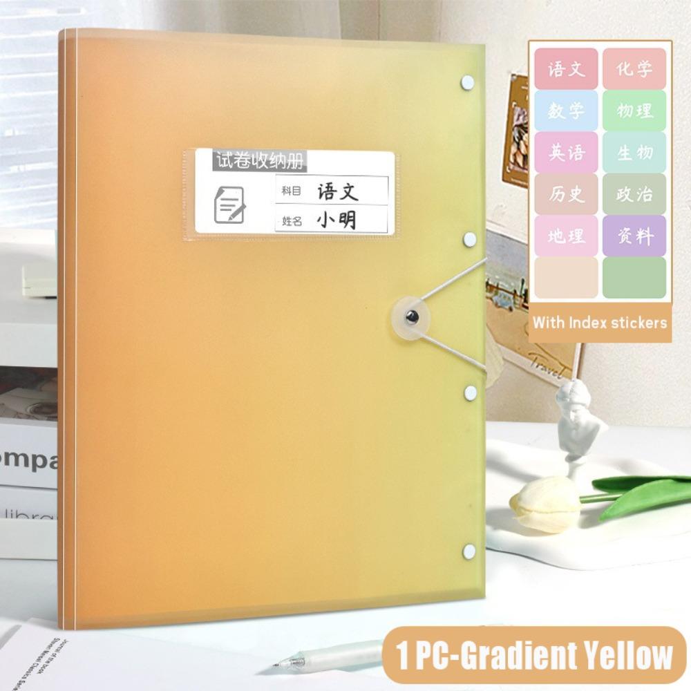 Transparent A3 File Folder Gradient Color Insert Paper Storage Booklet Document Organizer  Students