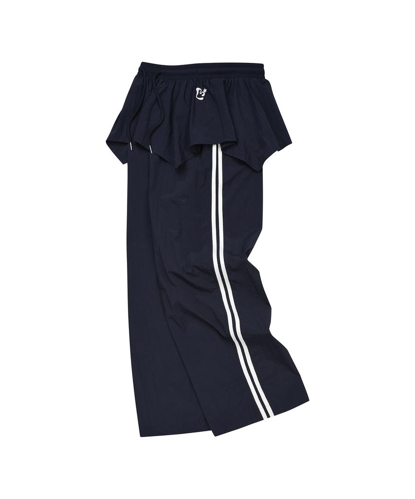 LMR Layered Track Nylon Skirt Pants Navy