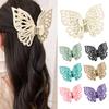 Large Hair Claw with Strong Grip Double-Layered Butterflies Shape Hair Clip Anti-slip Teeth Ponytail Clip Back Head Hair Claw