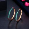 Elegant Green Red Cubic Zirconia Stones 585 Gold Color Circle Round Ear Rings Hoop Earrings For Women Jewelry Cz955