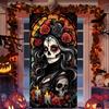 Накрытие на дверь День Мертвых Dia De Los Muertos Баннер-занавес Фон Череп-сахар Роза Алтарь Мексиканская Фиеста Украшения для вечеринки