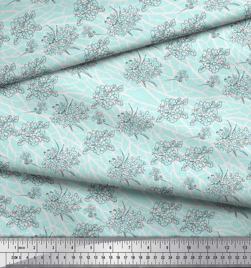 Soimoi Синяя полиэстеровая креповая ткань, черная ткань с цветочным принтом, на метр 42 дюйма