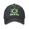 Brazil Distressed Flag Brazilian  Baseball Cap Vintage Cotton  Snapback Hat Unisex Outdoor Summer Unstructured Soft Hats Cap