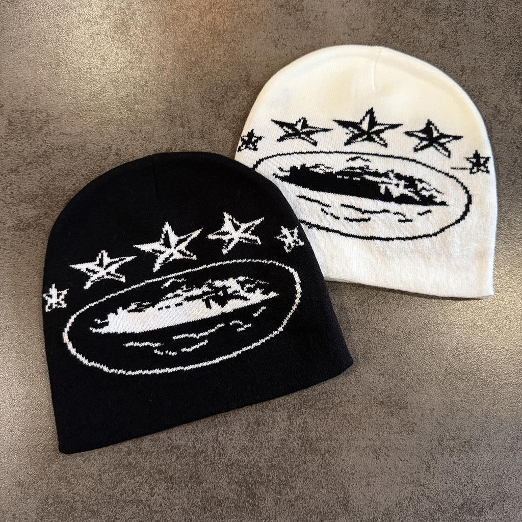 Acrylic Knitted Warm Hat Men Women Letter Print Cold Season Headgear Fall Winter