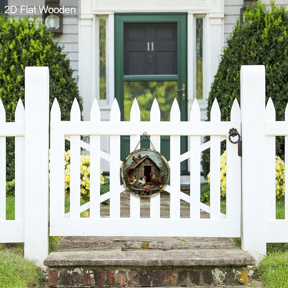 2pcs Funny Russian Henhouse Wooden Sign with Chicken Pattern - Retro Decorative Plaque for Chicken Coop, Farm Decor - Animal-themed Ornament