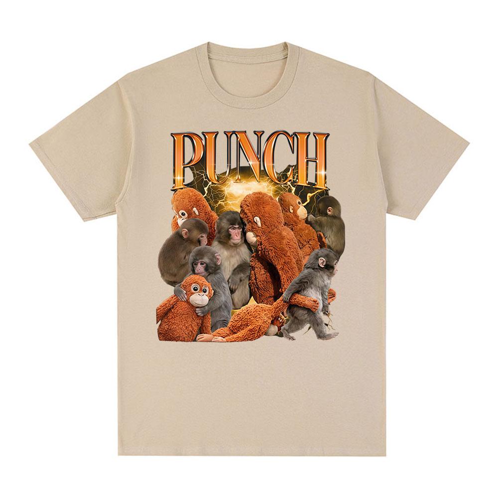 Punch The Monkey Funny Meme Graphic Tshirts Unisex Women Clothing Casual Cotton Tshirt Harajuku Oversized Short Sleeves T Shirts