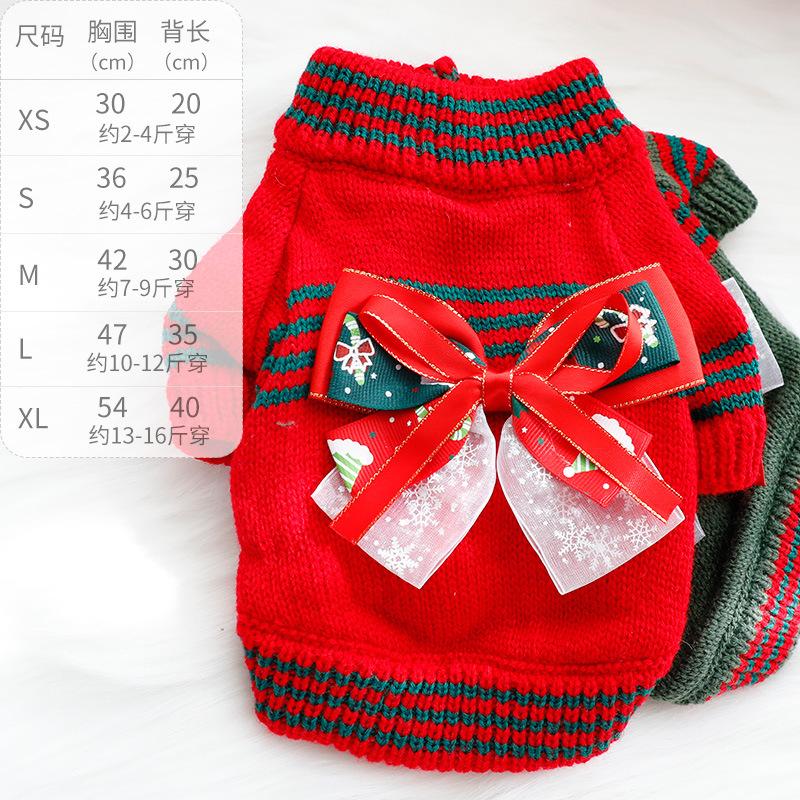Рождественский свитер для собак, одежда для осени и зимы, вязаный свитер для кошек и принцесс, рождественский свитер с маленькой собачкой, плюшевым домашним любимцем, галстук-бабочка снизу