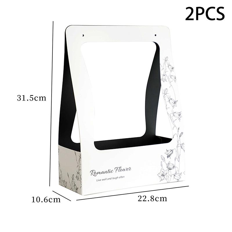 Coffee Flower Cake Dessert Packaging Box Portable Flower Gift Bag Kraft Paper Holder Photo Favor Drink Carrier With Handle