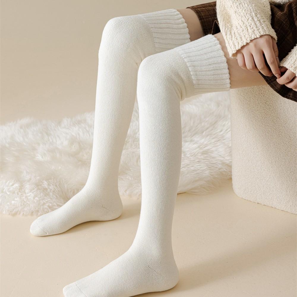 Утолщенные овечьи шерстяные удлиненные носки для детей, теплые флисовые женские носки до бедра с вощеной внутренней частью