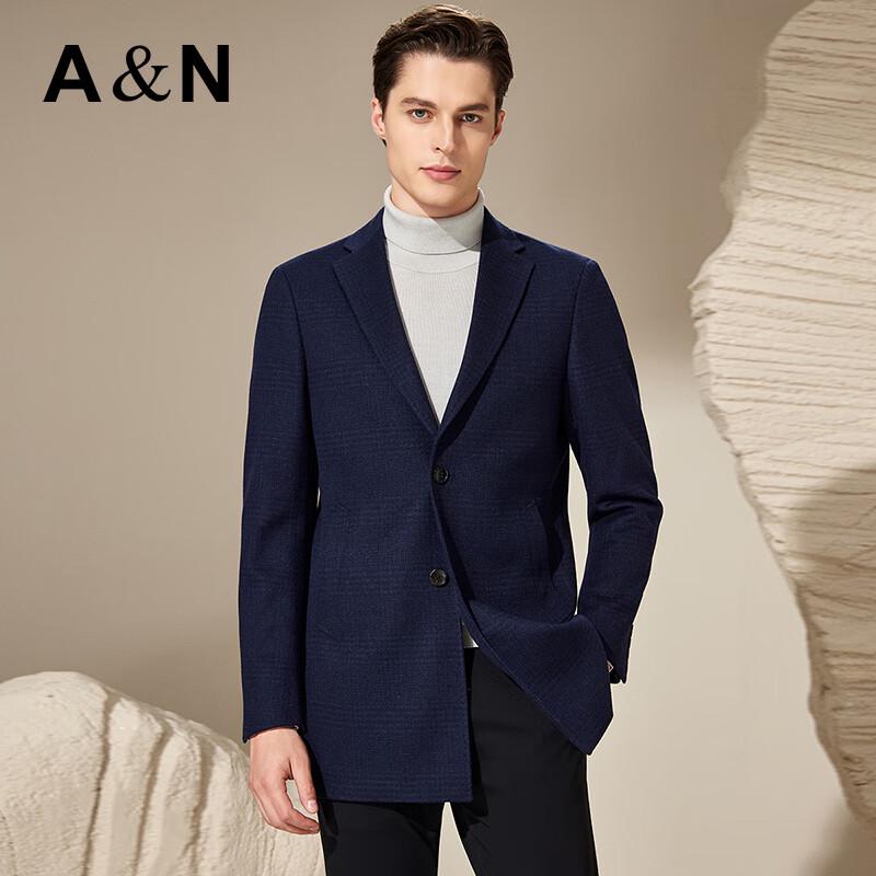 Antonio Men's Cashmere Blend Mid-Length Plaid Suit Collar Coat