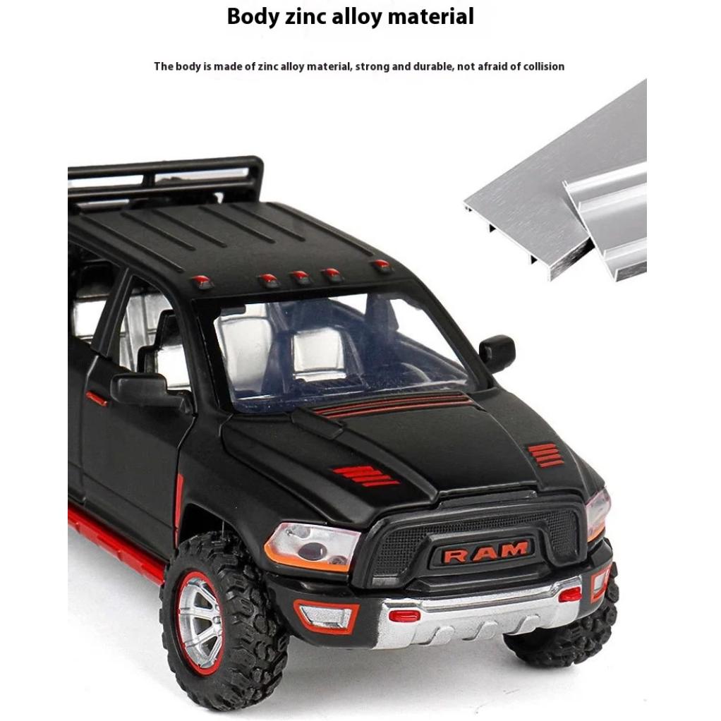 1/32 Scale Dodge Ram Pickup Truck Alloy Off Road Car Diecast Model Sound Light Toy Home Decoration Ornaments Children Birthday Present