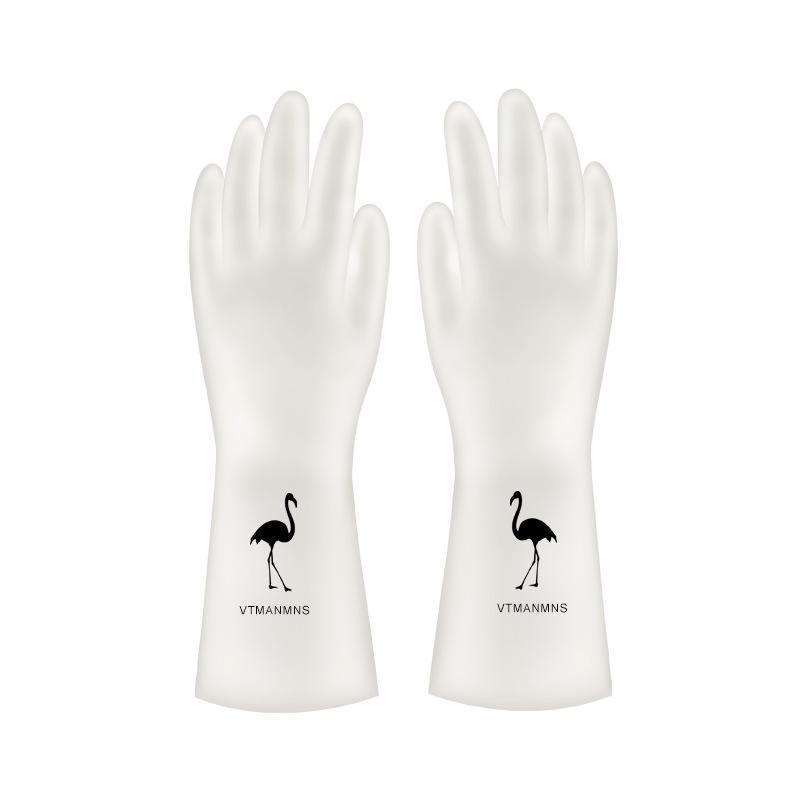 Transparent White Waterproof Non-Slip Thin Rubber Cleaning Gloves for Dishwashing and Laundry