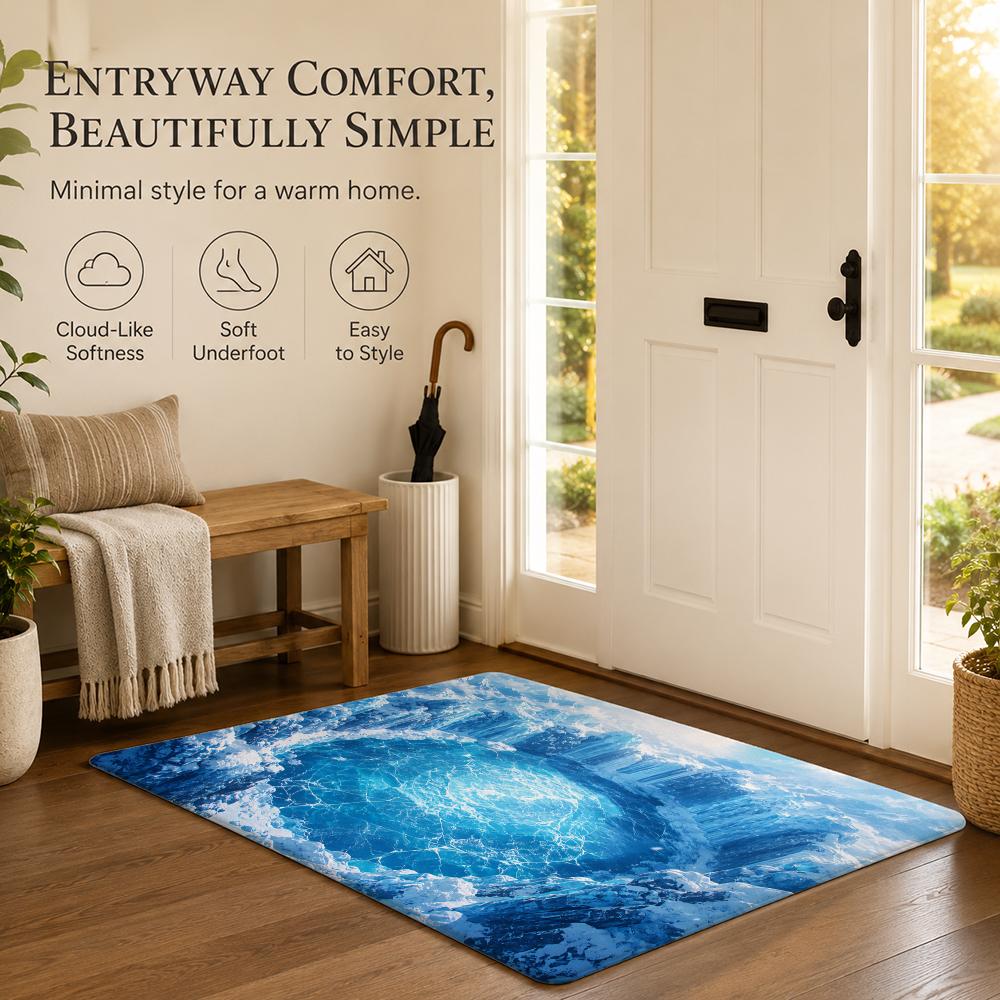 Blue Ice River Glacier Floor Mat Non-Slip Absorbent Floor Mat Decorative Rug for Home Bathroom Bedroom Entryway