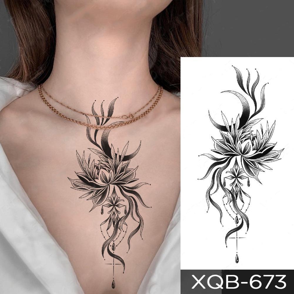 NEW 1 PC 210*114MM Cherry Blossom Fake Temporary Tattoo For Women Girl Watercolor Rose Flower Tattoos Flora Branch Chest Back Tatoo Paper Stickers