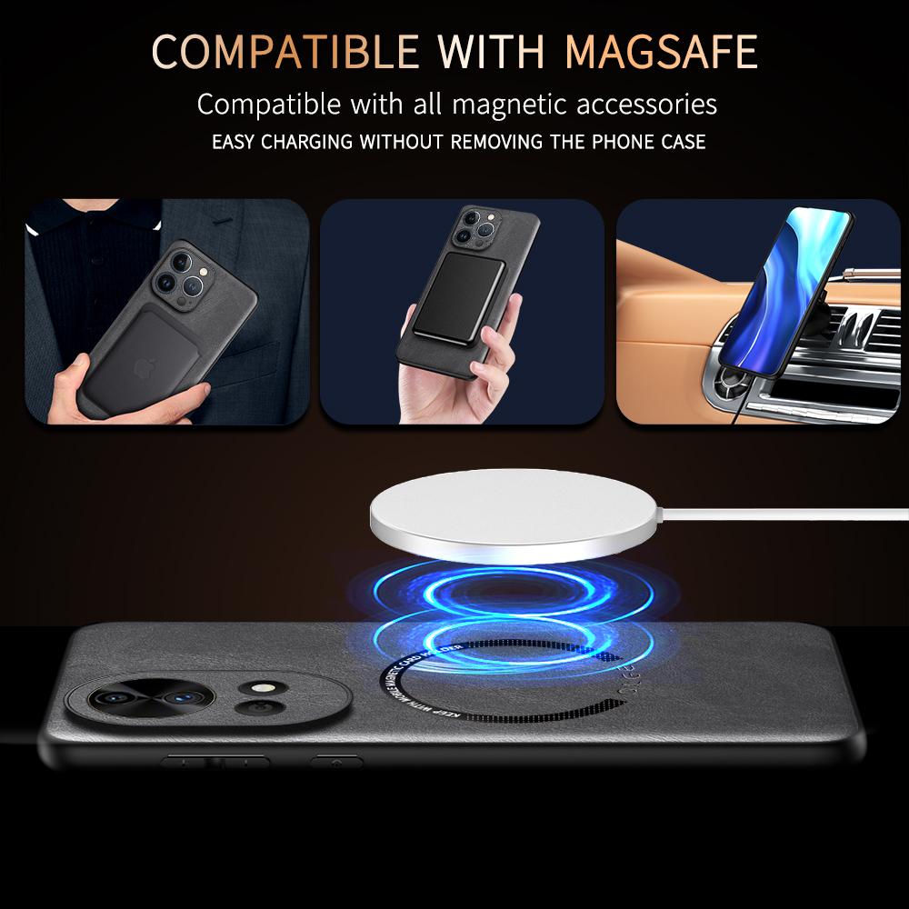 Роскошный кожаный магнитный чехол Magsafe для Huawei Nova 12 11 10 Pro Автомобильный чехол Силиконовый противоударный чехол с полной защитой