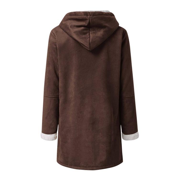 Women Casual Fashion Outerwear Long Sleeve Hooded Jacket Coat Autumn Winter Solid Color Print