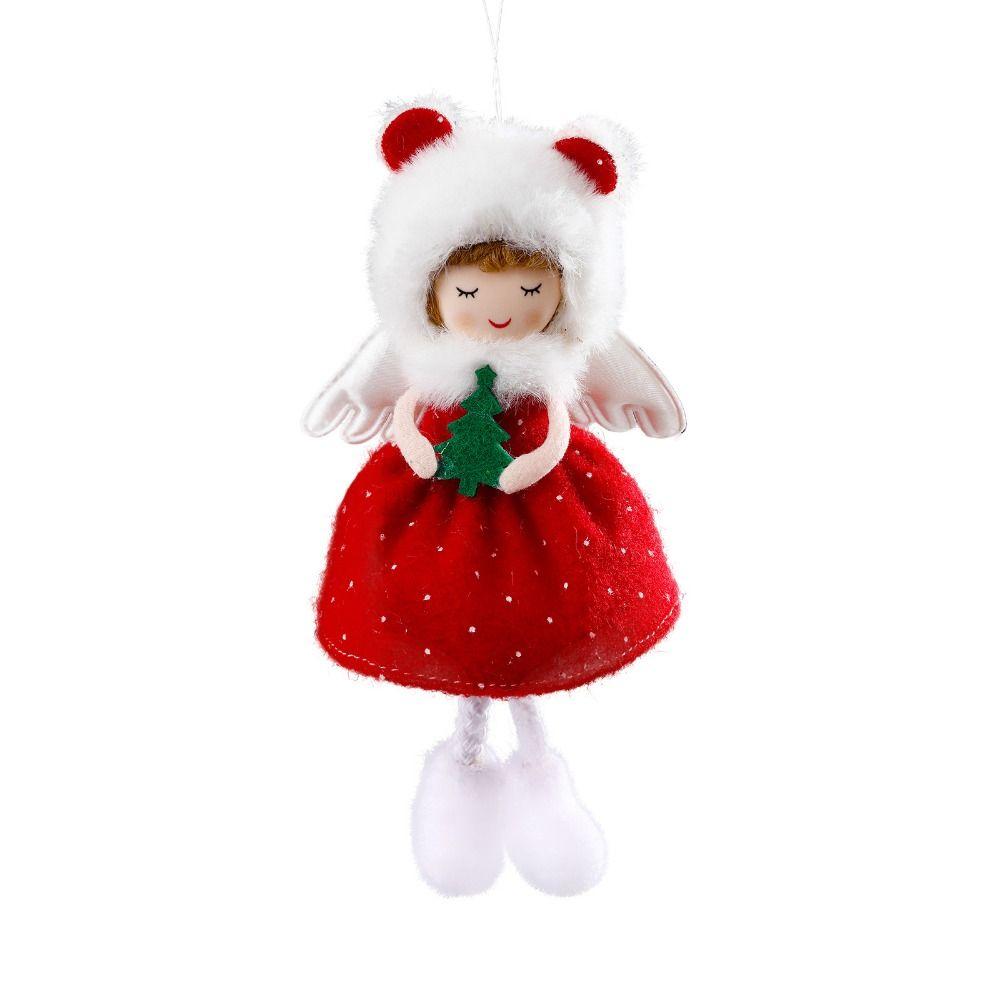 Decorative Red Green Christmas Elf Doll Plush Cute Red Green Elf Angel Red/Green Hanging Xmas Tree Hanging Angel Pendants