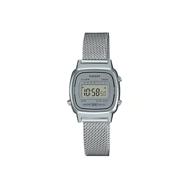 Casio Ретро Маленький Циферблат Водонепроницаемые Часы Стальной Браслет Кварцевый Механизм Женские часы Серый LA670WEM-7