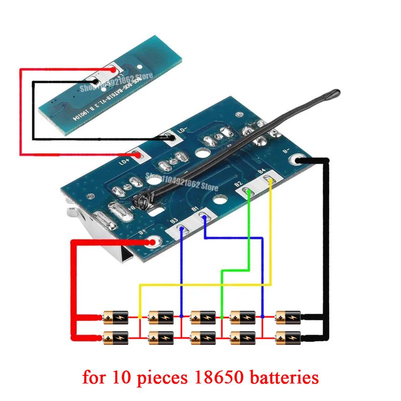 10 Cells 18650 Li-ion Battery Storage Box Plastic Case PCBA Protection Circuit Board for Bosch 18V BAT618 Battery Shell Housings