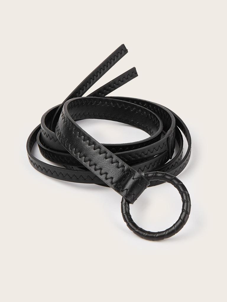 Solid Fashion Color Round Buckle Decoration Women Casual Belt For Use Daily