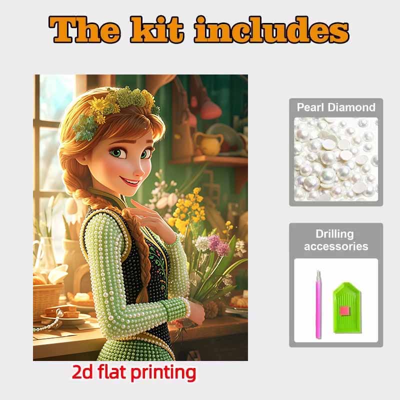 Disney Pearl Painting Princess Anna Pearl Dress DIY Pearl Art Painting Pearl Gem Painting Pictures Crafts Special Shape Home Wall Decoration
