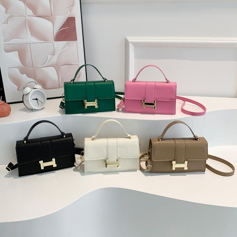 Портативная маленькая квадратная сумка с узором личи, женская, 2024, новая модная сумка через плечо, универсальная сумка-мессенджер с текстурой