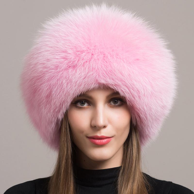 Fox Fur Hat Women Cap Thick Fur Cap Winter Warm Hat Female Fashion For Women Hat With Earmuffs Hat
