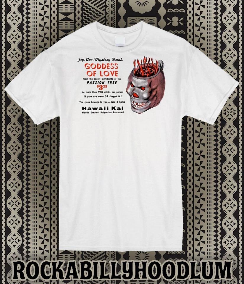 Retro Tee T Shirt Tiki Bar Restaurant Hawaii Kai Goddess Of Love Mug Cocktail