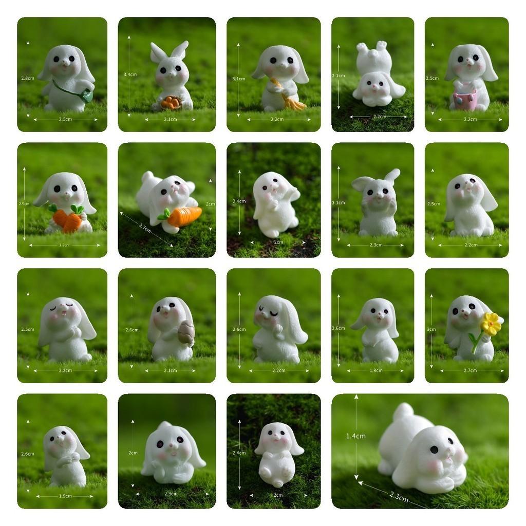 Cute Resin White Rabbit Ornament Enchanting Garden Miniature Decor Piece