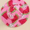 Newborn Girl Outfit, Watermelon Print Sleeveless Romper Dress with Hat Summer Clothes