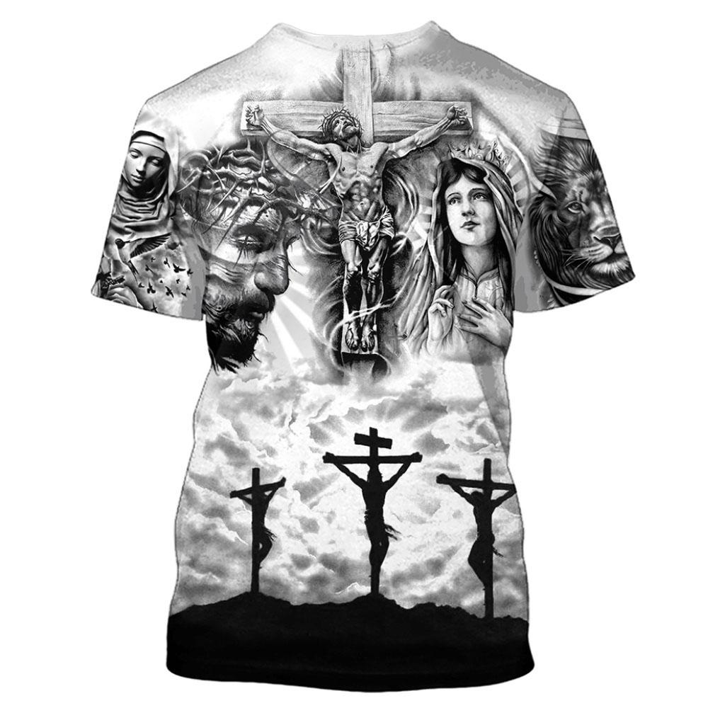 Fashion Jesus 3D Print T Shirt For Men Street Trend Short Sleeves Top Summer Oversized T-Shirt Clothes Casual O-neck Sweatshirt