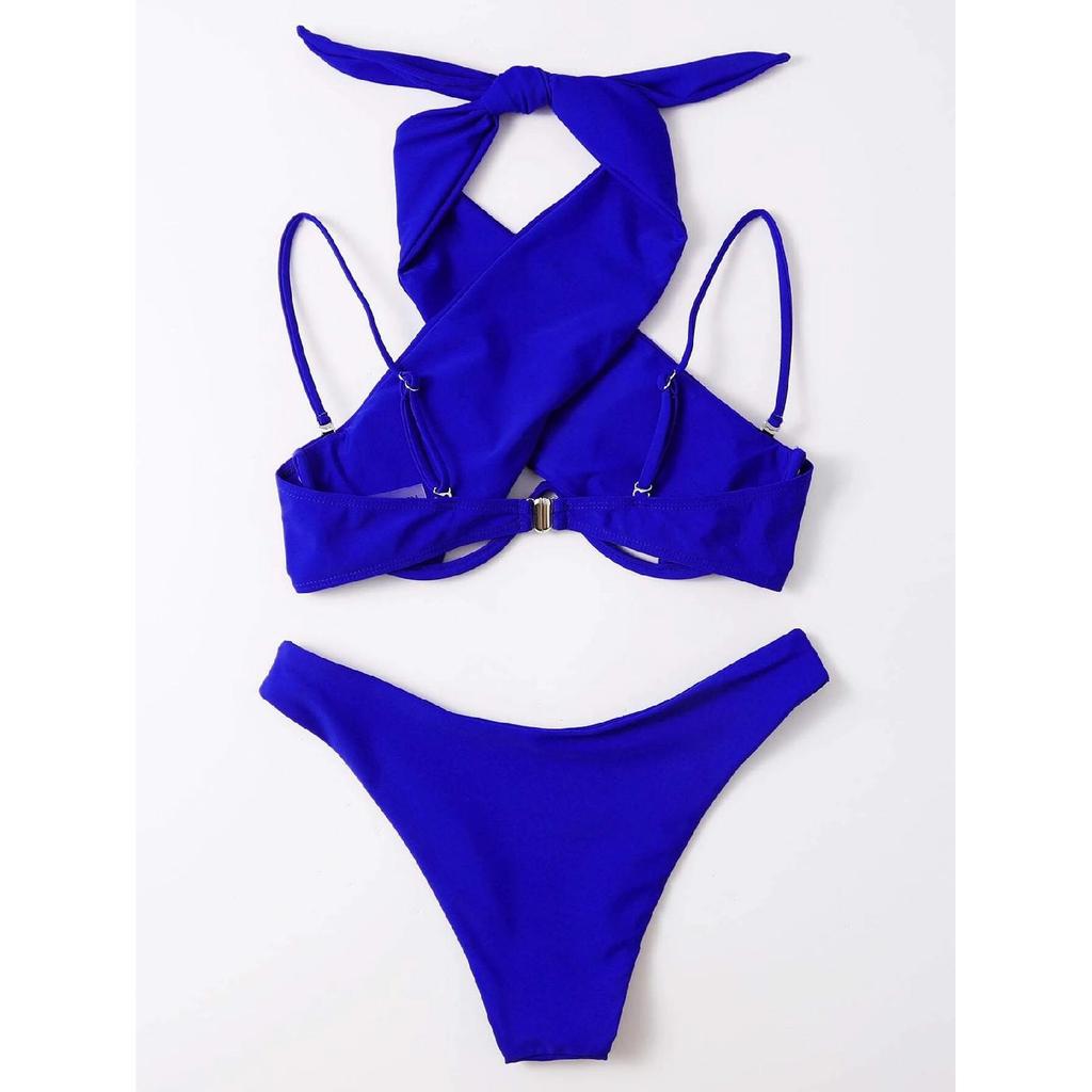 New Cross Halter Push Up Bikini Women Underwire Swimsuit Sexy Two Piece Swimwear Summer Beach Bathing Suit Bikini Set