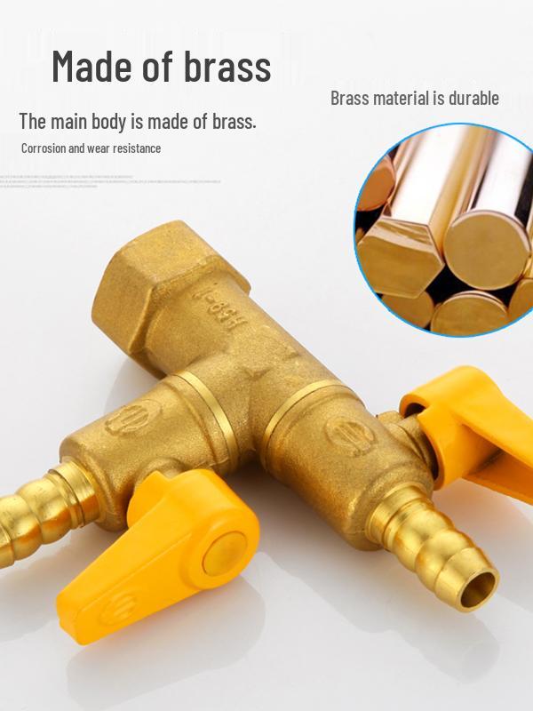 Telu Copper Gas Pipe Tee Valve, Y-Type 4-Point Ball Valve, One-in-Two Natural Gas Switch