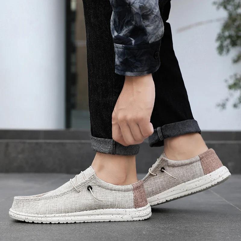 Мужская парусиновая обувь Мужские мокасины Легкие мягкие подошвы дышащие без застежек для ходьбы повседневные туфли для мужчин обувь большой размер 48
