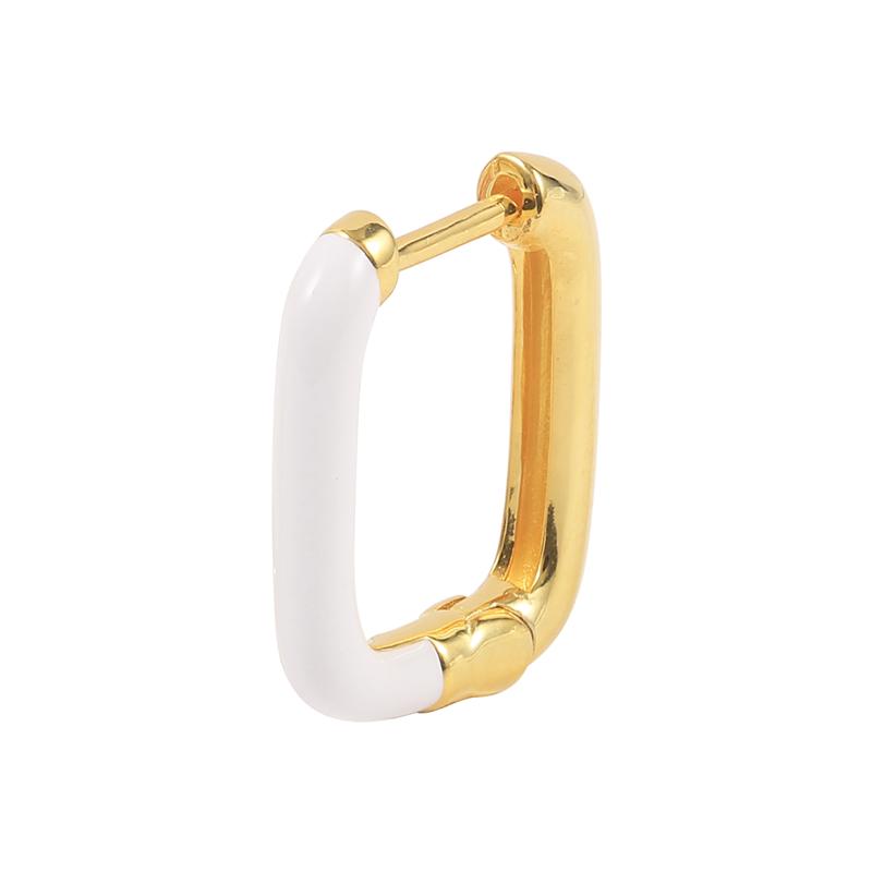 ROXI Multiple Color 18k Gold Plated S925 Silver Huggies U Shape Enamel Hoop Earrings