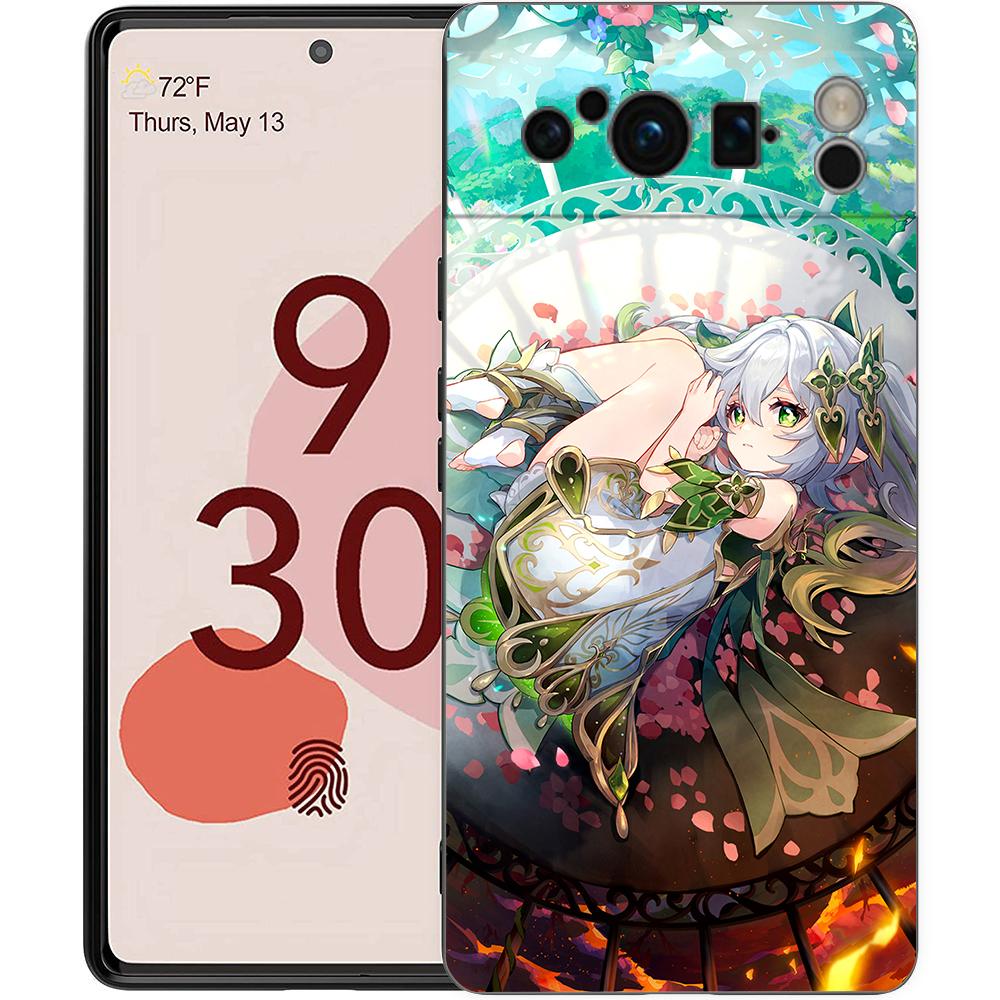 Genshin Impact Landscape Phone Case For Google Pixel 8 7 6 Pro 6A 7A 5G Soft Silicone Shockproof TPU Black Cover TPU Fundas