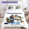 Bluey 121 Customize your name Bedding Set Breathable Duvet Cover with Pillowcases Home Decoration Birthday Gift