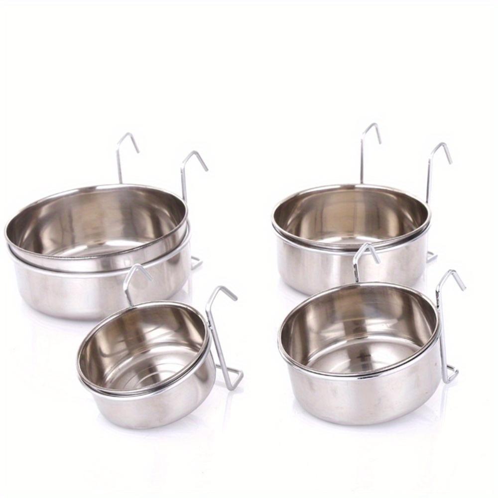 1PC Cat Hanger Cage Cup Stainless Steel Pet Feeding Tools Stationary Dog Bowl Hanging Feeder Dish Travel Food Water Bowls