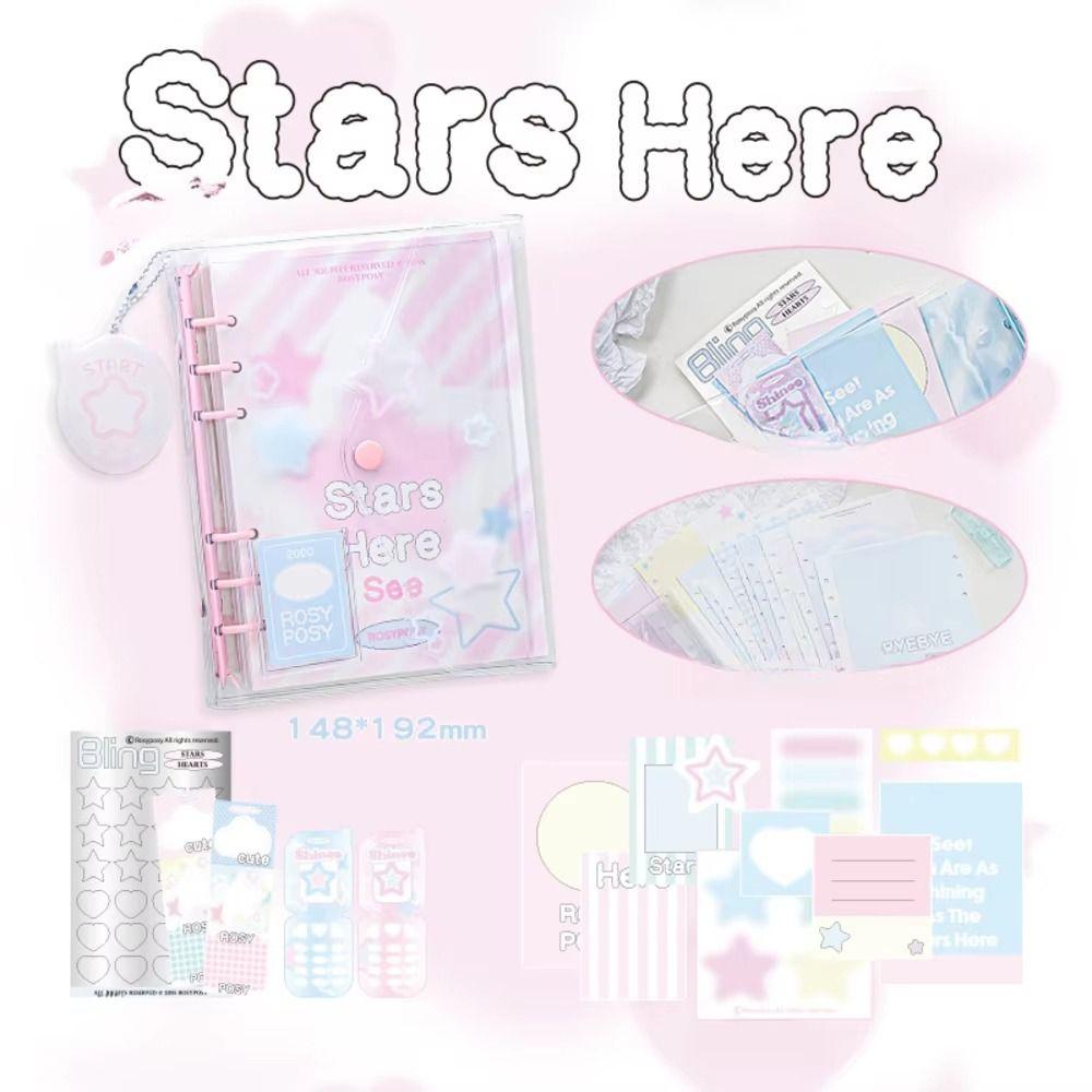 Cute Cartoon Loose-Leaf Notebook Handmade Full Color Notebook Star Diary Book Hand Account  Journal