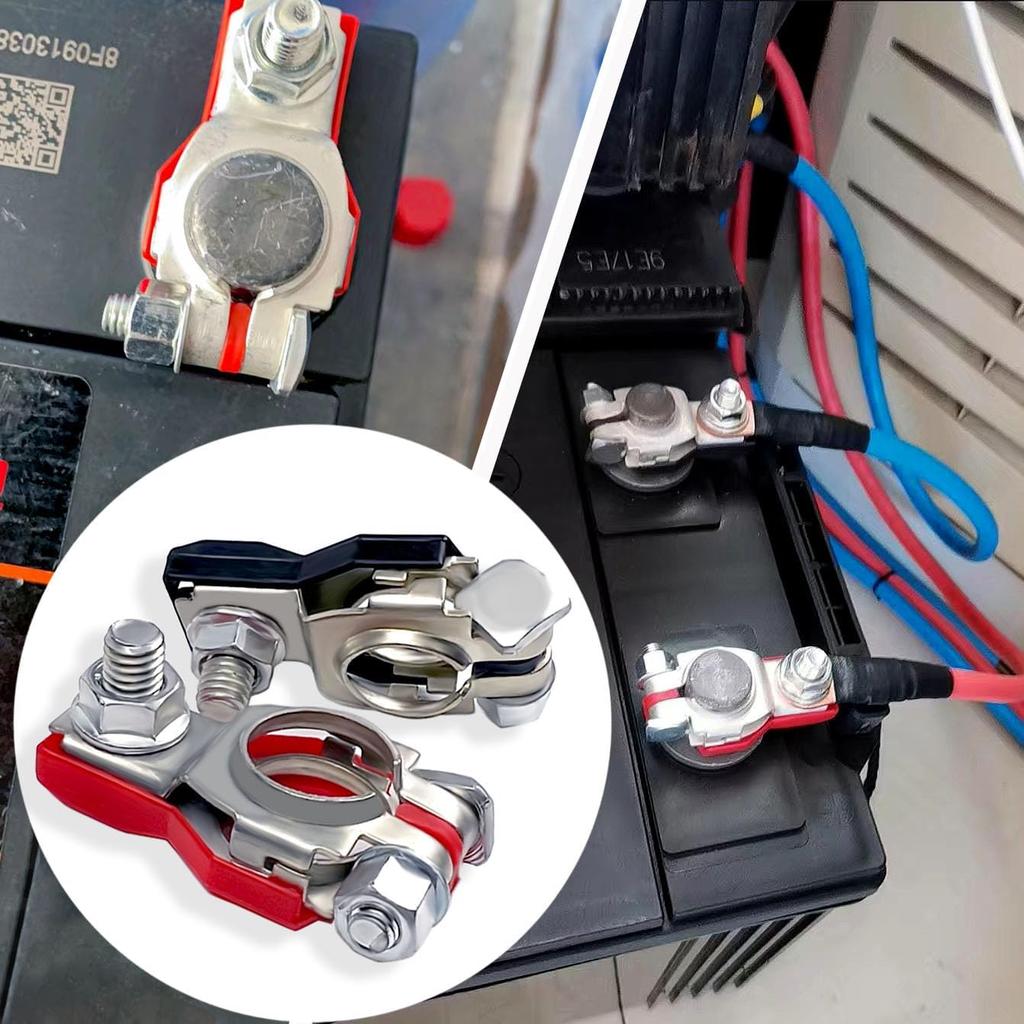 Battery Terminals, Battery Terminal Connector, Top Post Battery Cable Terminal Clamp Set, Positive And Negative 1 Pair, Automotive Accessories