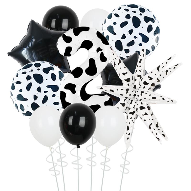 Animal Pattern Cow Pattern Series Printed Latex Ball Digital Column Explosion Star Balloon Children's Birthday Party Decoration