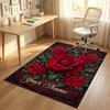 Roses Elegance Theme Soft Crystal Velvet Rug Custom Name & Text Print Non Slip Floor Rug for Bedroom Living Room