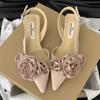 Summer Women Heels Shoes Flower Wedding Shoes Pointed Toe Low Heels Women Shoes Elegant Office Shoes Women Pumps Women Sweet Sandals