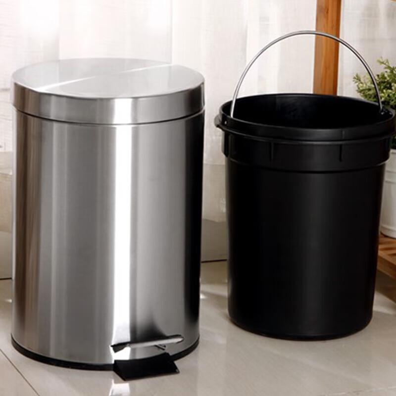 Haisidick Double-Layer Stainless Steel Round Pedal Trash Can